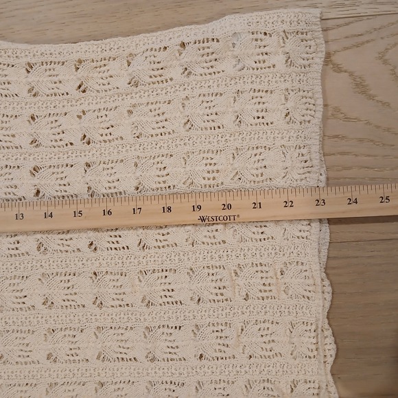 Coldwater Creek Linen Top Women Extra Large Cream Open Knit Short Sleeve Blouse - Picture 9 of 11